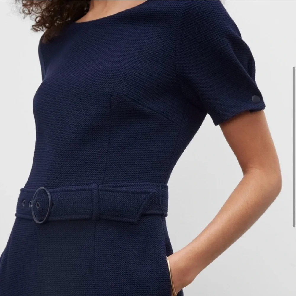 Club Monaco Textured Knit Navy Mini Dress